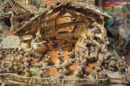 nativity scene in the city of Genoa in Liguria Italyの写真素材