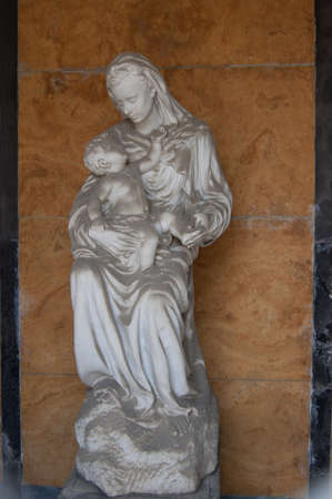 statue of Madonna with baby Jesus in her armsの写真素材
