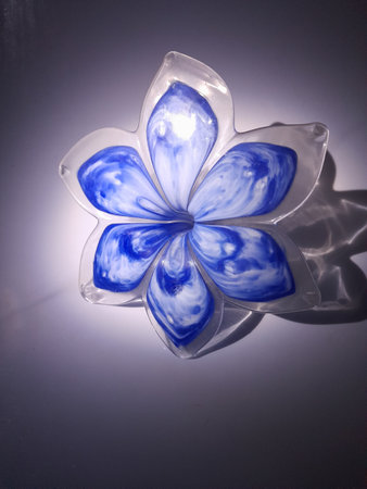 blue flower in Murano glassの写真素材