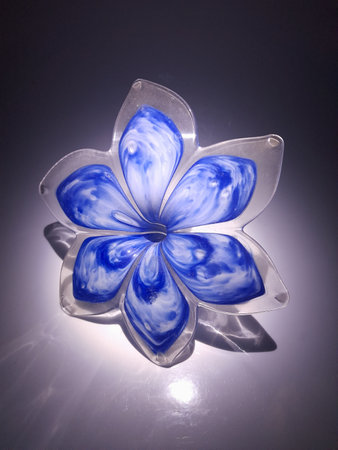blue flower in Murano glassの写真素材