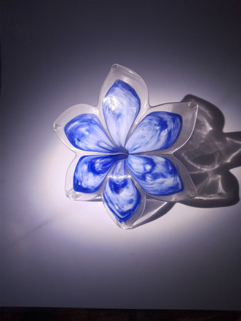 blue flower in Murano glassの写真素材
