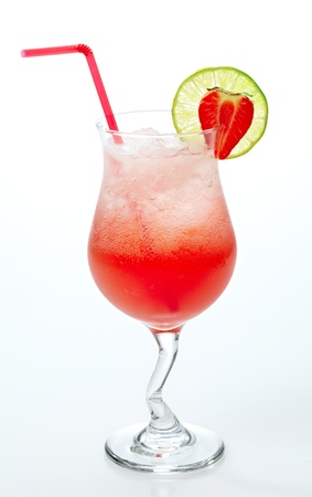 glass of red cocktail with iceの写真素材