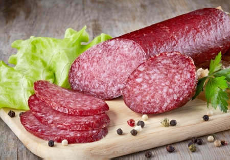 salami sausageの写真素材