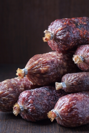 various salami sausagesの写真素材