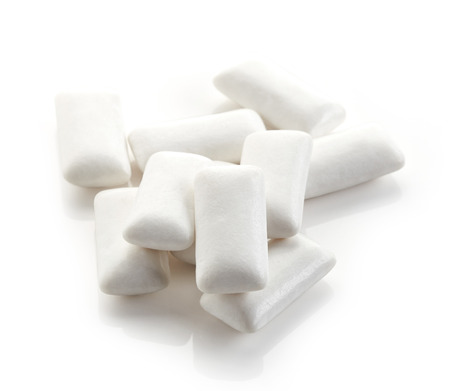 chewing gum pieces isolated on white backgroundの写真素材