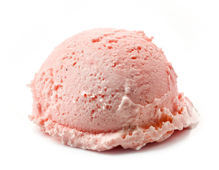 pink ice cream ball isolated on white backgroundの写真素材