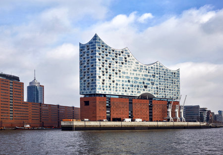 Hamburg, Germany - FEBRUARY16, 2017: Elbphilharmonie, a concert hall in the Hafen City quarter of Hamburgのeditorial素材