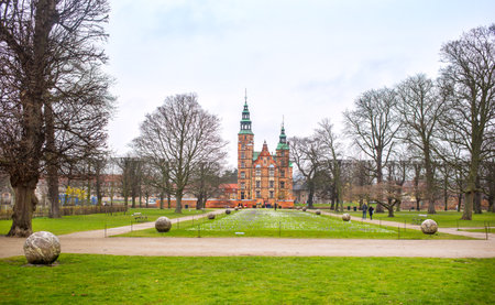 Copenhagen, Denmark - MARCH 30, 2017: Rosenborg Castle - a royal hermitage set in the Kingâs Garden in the heart of Copenhagenのeditorial素材