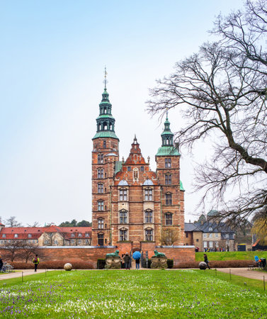 Copenhagen, Denmark - MARCH 30, 2017: Rosenborg Castle - a royal hermitage set in the Kingâs Garden in the heart of Copenhagenのeditorial素材