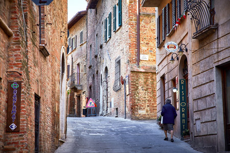 Montepulciano, Italy - MAY 5, 2017: Street view of Montepulciano - town in Tuscanyのeditorial素材