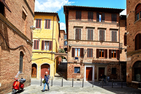 Siena, Italy - MAY 4, 2017: Street view of ancient city Sienaのeditorial素材