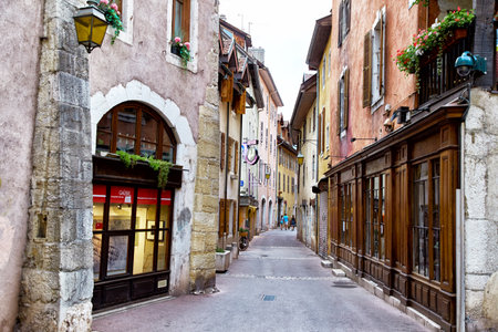 Annecy, France - JULY 19, 2017: Street view of old town Annecyのeditorial素材