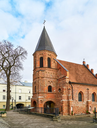 Kaunas, Lithuania - November 18, 2017: View of Church of St. Gertrude in Kaunas city, Lithuaniaのeditorial素材