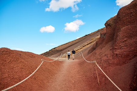 Lanzarote, Spain - DECEMBER 03, 2017: Charco de los Clicos, Tourists are walking in Lanzarote, Canary Islands, Spainのeditorial素材