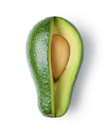 fresh raw avocado isolated on white background, top viewの写真素材