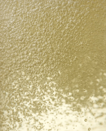 Close up background texture of sparkling wine champagne with bubblesの写真素材