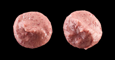 mashed red kidney bean hummus isolated on black background, top viewの写真素材