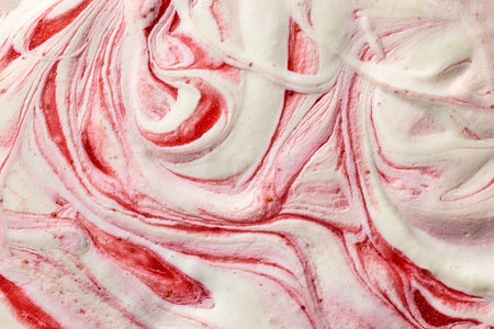 homemade strawberry ice cream texture, top viewの写真素材