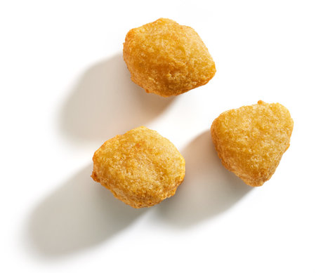 fried chili cheese nuggets isolated on white background, top viewの写真素材
