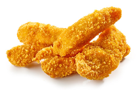 fried chicken nuggets isolated on white backgroundの写真素材