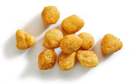 fried chili cheese nuggets isolated on white background, top viewの写真素材