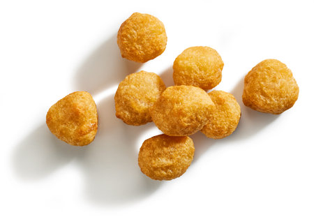 fried chili cheese nuggets isolated on white background, top viewの写真素材