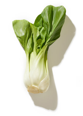 fresh raw green pak choi lettuce or chinese cabbage isolated on white background, top view. Paksoiの写真素材