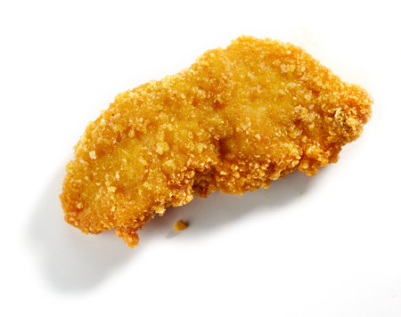 fried chicken nugget isolated on white background, top viewの写真素材