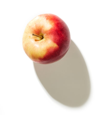 fresh red apple isolated on white background, top viewの写真素材