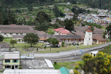 Landscape where you can see part of Barrio San Pablo and Gonzalo Gonzalez Dermatolgico Leper Colony Hospital of Quito Ecuador.  の写真素材