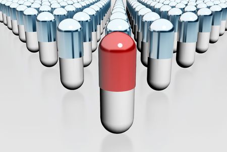 Abstract illustration of capsules with a leader in the centre.の写真素材