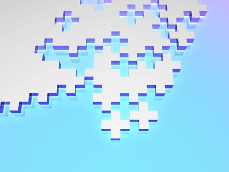 Gray puzzle with pluses on cyan backgroundの写真素材