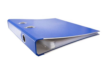 Blue folder isolated on white backgroundの写真素材