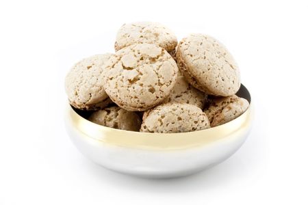 Close-up image of walnut sweets served on silver dishの写真素材
