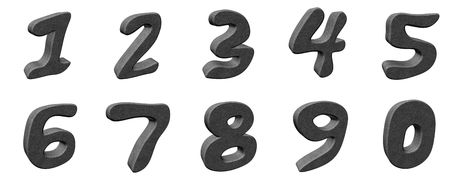 Set of 3d numbers - gray concrete material