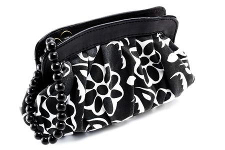 Black woman bag isolated on white backgroundの写真素材