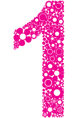 Illustration with number one from flowersのイラスト素材
