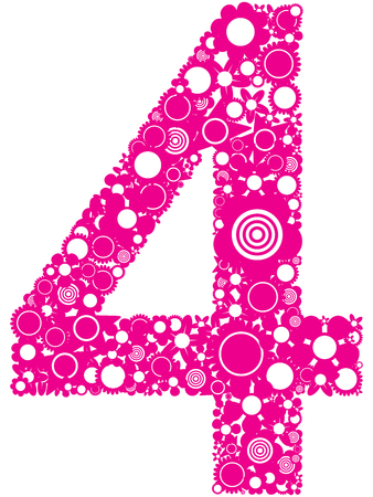 Illustration with number four from flowersのイラスト素材