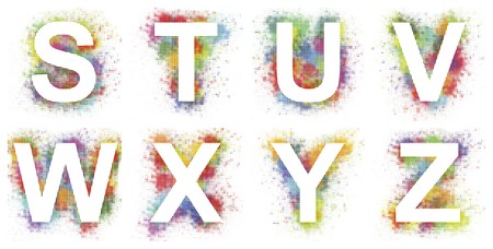 Colorful halftone alphabet. Letters from S to Z.の写真素材