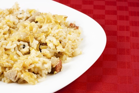 Traditional Serbian food (Podvarak) with cabbage, rice and meat.の写真素材