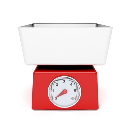 Retro kitchen weight scale on white background. Front view.の写真素材