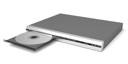 DVD player with open tray on white backgroundの写真素材