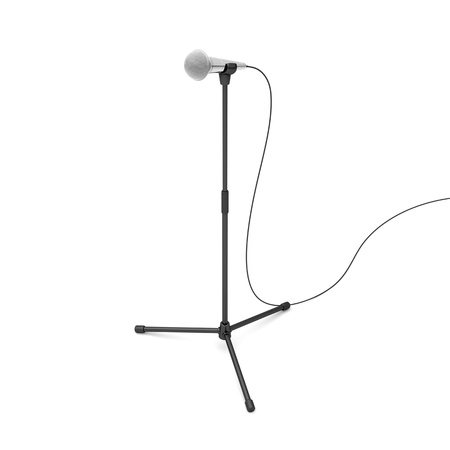 Modern microphone on a black standの写真素材
