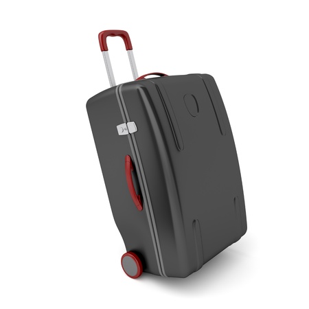 Black travel bag on white backgroundの写真素材