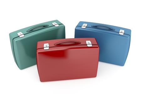 Three briefcases with different colorsの写真素材