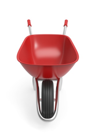 Front view of wheelbarrow, 3d rendered imageの写真素材