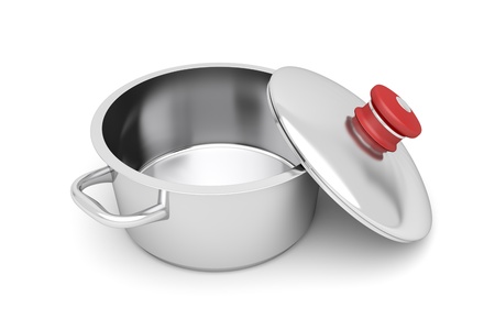 Empty cooking pot on white backgroundの写真素材
