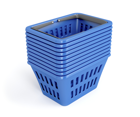 Shopping baskets on white backgroundの写真素材