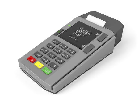 Credit card reader on white backgroundの写真素材