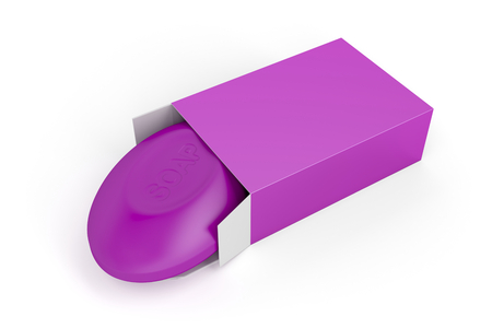 Bar of soap on white background の写真素材